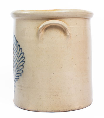 Six-Gallon BURGER & CO. / ROCHESTER N.Y. Stoneware Crock w/ Cobalt Wreath Decoration