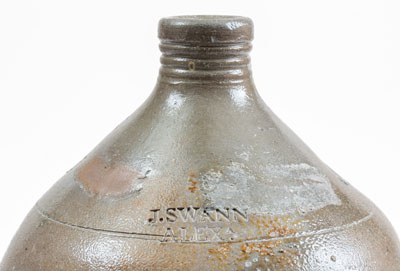 J. SWANN / ALEXA (Alexandria, VA) Stoneware Jug, circa 1820