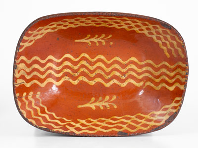 Slip-Decorated Redware Loaf Dish, PA origin, second quarter 19th century