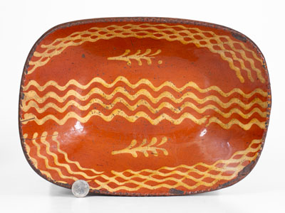 Slip-Decorated Redware Loaf Dish, PA origin, second quarter 19th century