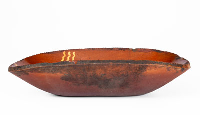 Redware Loaf Dish w/ Slip Decoration, Pennsylvania origin, second quarter 19th century