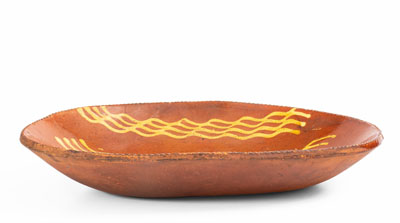 Large-Sized Pennsylvania Redware Loaf Dish, second quarter 19th century