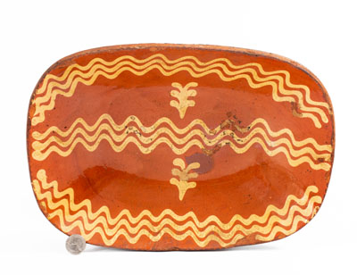 Redware Loaf Dish w/ Slip Decoration, PA origin, second quarter 19th century