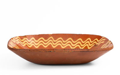 Redware Loaf Dish w/ Slip Decoration, PA origin, second quarter 19th century