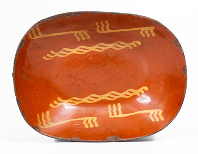 Slip-Decorated PA Redware Loaf Dish, second quarter 19th century