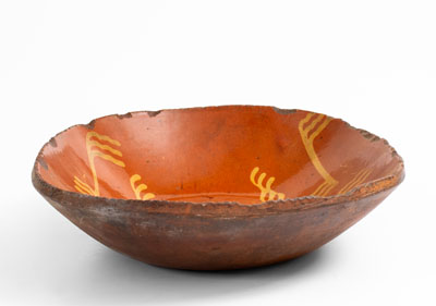 Slip-Decorated PA Redware Loaf Dish, second quarter 19th century