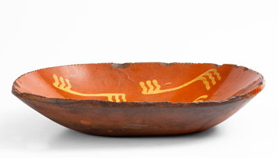 Slip-Decorated PA Redware Loaf Dish, second quarter 19th century