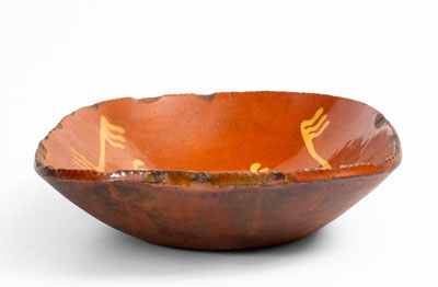 Slip-Decorated PA Redware Loaf Dish, second quarter 19th century