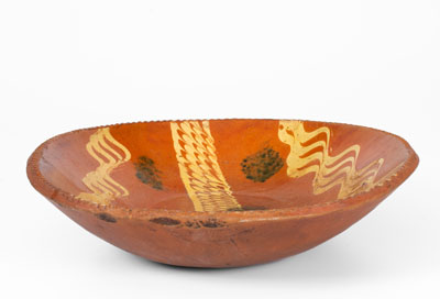 Slip-Decorated Pennsylvania Redware Loaf Dish, late 18th or early 19th century