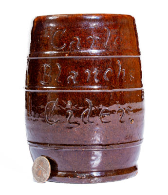 Scarce Glazed Redware Mug Inscribed 