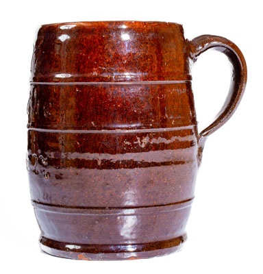 Scarce Glazed Redware Mug Inscribed 