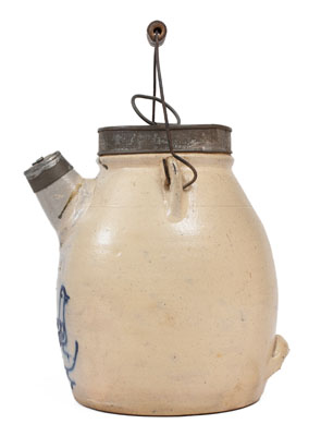 Stoneware Batter Pail w/ Cobalt Bird Decoration, attrib. White s Pottery, Utica, NY, c1865