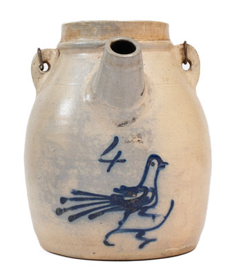 Stoneware Batter Pail w/ Cobalt Bird Decoration, attrib. White s Pottery, Utica, NY, c1865