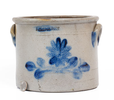 One-Gallon J.W. COWDEN (Harrisburg, Pennsylvania) Stoneware Crock, c1861-1865