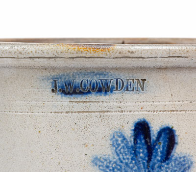 One-Gallon J.W. COWDEN (Harrisburg, Pennsylvania) Stoneware Crock, c1861-1865