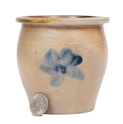 Fine Small-Sized Central Pennsylvania Stoneware Jar w/ Cobalt Floral Decoration, c1875