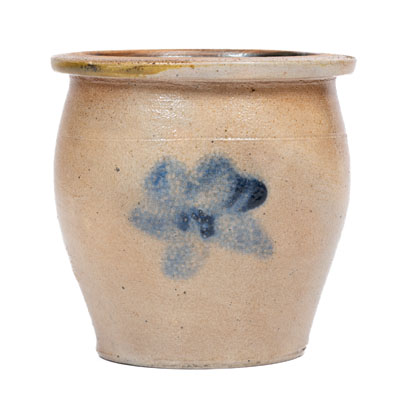 Fine Small-Sized Central Pennsylvania Stoneware Jar w/ Cobalt Floral Decoration, c1875