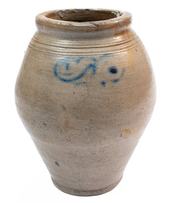 Stoneware Jar w/ Cobalt Watch Spring Decoration, New York City or Cheesequake, NJ, 18th century