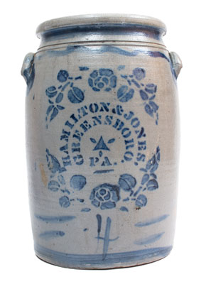 Four-Gallon HAMILTON & JONES / GREENSBORO, PA Stoneware Jar