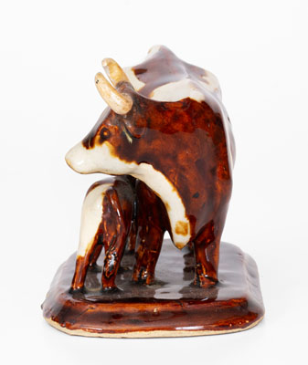 Glazed Stoneware Cow and Calf Figural, Monmouth Stoneware Co. or Red Wing Stoneware Co.