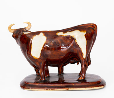 Glazed Stoneware Cow and Calf Figural, Monmouth Stoneware Co. or Red Wing Stoneware Co.