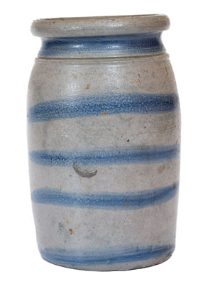 Stoneware Canning Jar w/ Cobalt Stripe Decoration, Western Pennsylvania origin, circa 1880