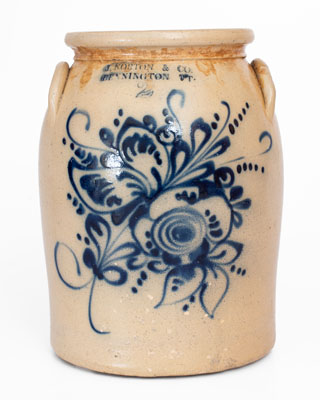 Two-Gallon J. NORTON & CO. / BENNINGTON, VT. Stoneware Jar w/ Large Cobalt Floral Decoration