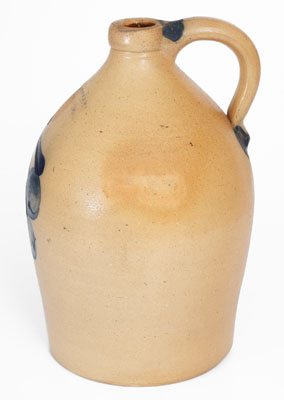 Rare COWDEN & WILCOX / HARRISBURG Stoneware Jug w/ Cobalt Cherries Decoration