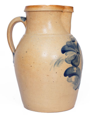 Rare HARRISBURG, PA Stoneware Pitcher w/ Elaborate Decoration, attrib. John Young, circa 1856-58