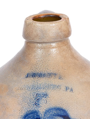 Three-Gallon J.W. COWDEN / HARRISBURG, PA Stoneware Jug, circa 1861-65