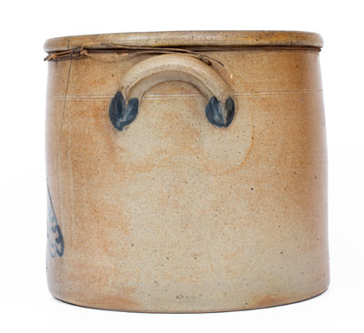 Four-Gallon COWDEN & WILCOX/ HARRISBURG, PA Stoneware Crock w/ Cobalt Bird on Stump