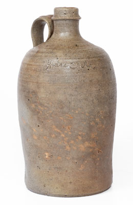 Salt-Glazed North Carolina Stoneware Jug with Incised Name, circa 1880