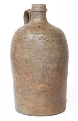 Salt-Glazed North Carolina Stoneware Jug with Incised Name, circa 1880