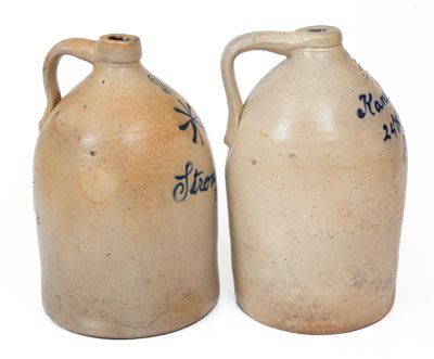 Two Cobalt-Decorated Stoneware Advertising Jugs, Northeastern U.S. origin, circa 1875