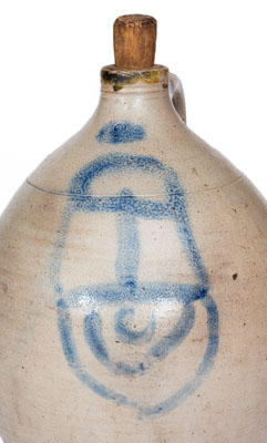 Unusual Stoneware Jug w/ Stylized Cobalt Decoration, Northeastern U.S. origin, circa 1825