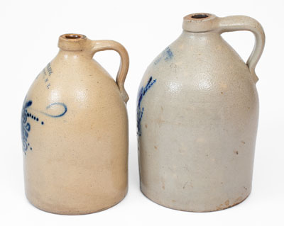 Two Cobalt-Decorated Stoneware Jugs, Norton Family, Bennington, Vermont, c1855-70