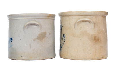 Two Cobalt-Decorated Stoneware Crocks, Northeastern U.S. origin, circa 1875