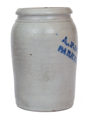 A.P. DONAGHHO / PARKERSBURG, W.Va. Cobalt-Decorated Stoneware Jar