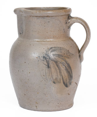 Small-Sized Baltimore, MD Stoneware Pitcher w/ Cobalt Leaf Decoration