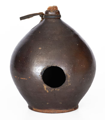 Very Rare Altered Redware Jug Birdhouse, probably John Snavely, Hagerstown, MD / Shepherdstown, WV