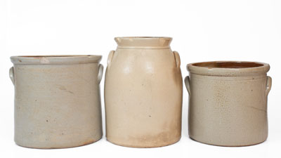 Lot of Three: Stoneware Crocks w/ Bird Decoration attrib. Ballardvale, MA