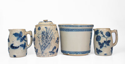 Four Pieces of White s Utica Stoneware, New York State origin, late 19th or early 20th century