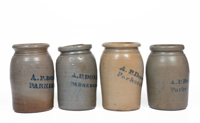 Lot of Four: A. P. Donaghho / Parkersburg, West Virginia Stoneware Canning Jars