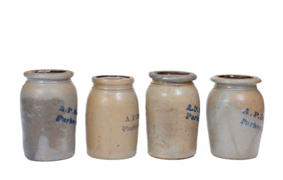 Lot of Four: A. P. Donaghho / Parkersburg, W. VA Stoneware Canning Jars