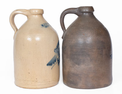 Lot of Two: New York State Stoneware Jugs w/ Bird Decoration