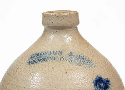 J. NORTON & CO. / BENNINGTON, VT Stoneware Jug w/ Slip-Trailed Bird Decoration