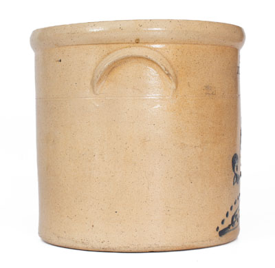 Unusual P. SWEET / BULLS HEAD, NY Stoneware Crock w/ Pecking Chicken Decoration