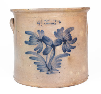 4 Gal. T. G. DAUB / EASTON, PA Stoneware Crock w/ Floral Decoration