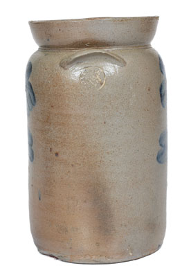 P. HERRMANN, Baltimore, MD Stoneware Churn w/ Cobalt Clover Decoration