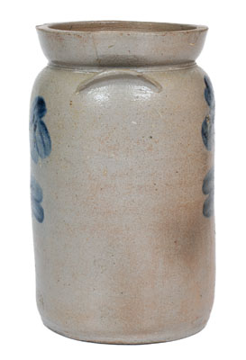 P. HERRMANN, Baltimore, MD Stoneware Churn w/ Cobalt Clover Decoration